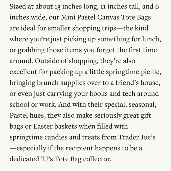 1 Large + 1 Mini LAVENDER 💜 Trader Joe’s Canvas Tote Bag 🎁 Comfort Foods TJ Bag - Picture 16 of 16